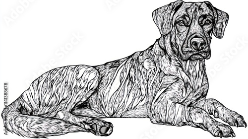 Wallpaper Mural Line art of a resting dog with brindle pattern. Torontodigital.ca