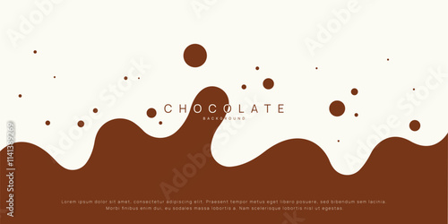 Chocolate background of Modern poster, dynamic splashes and drops. Vector illustration in a flat style of minimalism	