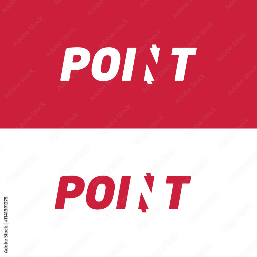 Point logo, with 'point' icon inside the letter N, isolated on red and white background Point logo, with 'point' icon inside the letter N, isolated on red and white background
