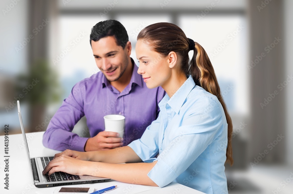 Happy couple paying bills planning at home Happy couple paying bills planning at home