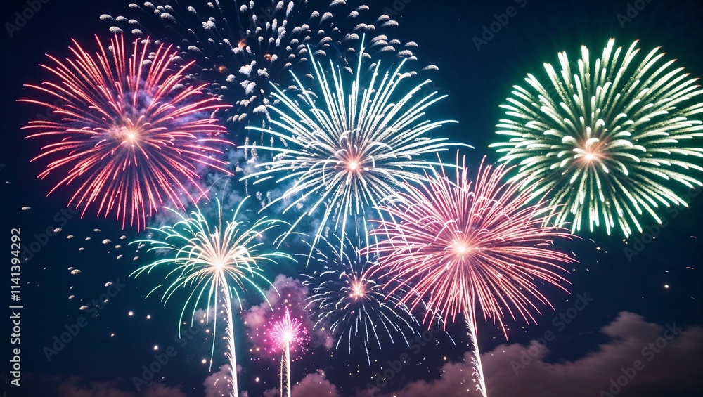 Fireworks Spectacle: Beauty in the Night. Generative AI Fireworks Spectacle: Beauty in the Night. Generative AI