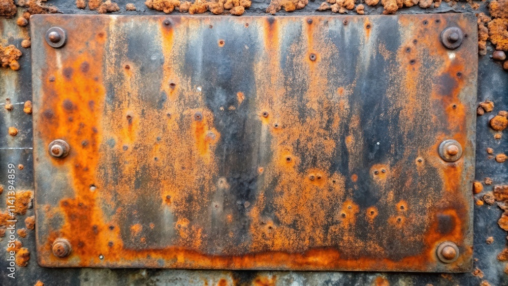 Rusty Metal Plate with Screws and Corrosion Rusty Metal Plate with Screws and Corrosion