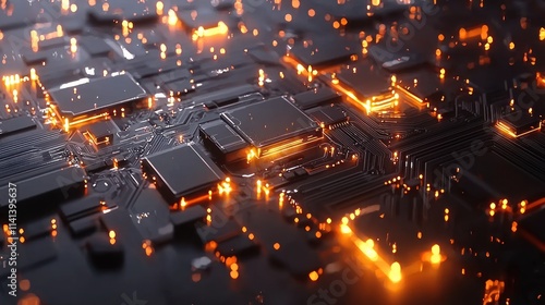 Wallpaper Mural Abstract Circuit Board Glow:  Digital Technology Torontodigital.ca