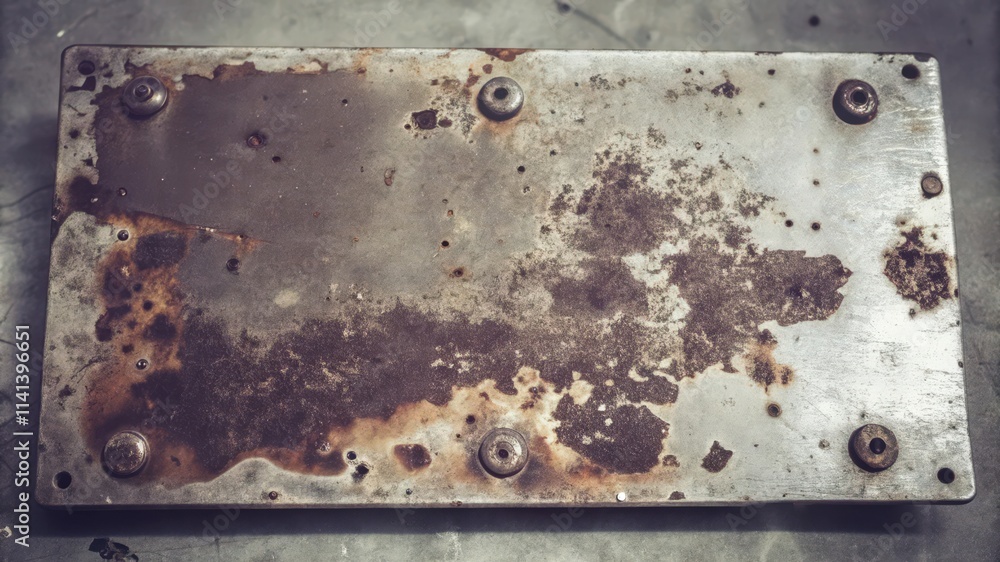 Rusted Metal Plate with Circular Fasteners Rusted Metal Plate with Circular Fasteners