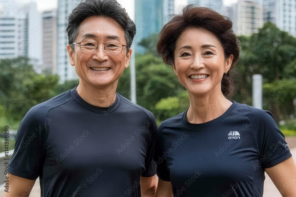 Happy Seniors Enjoying Outdoor Fitness Together Happy Seniors Enjoying Outdoor Fitness Together