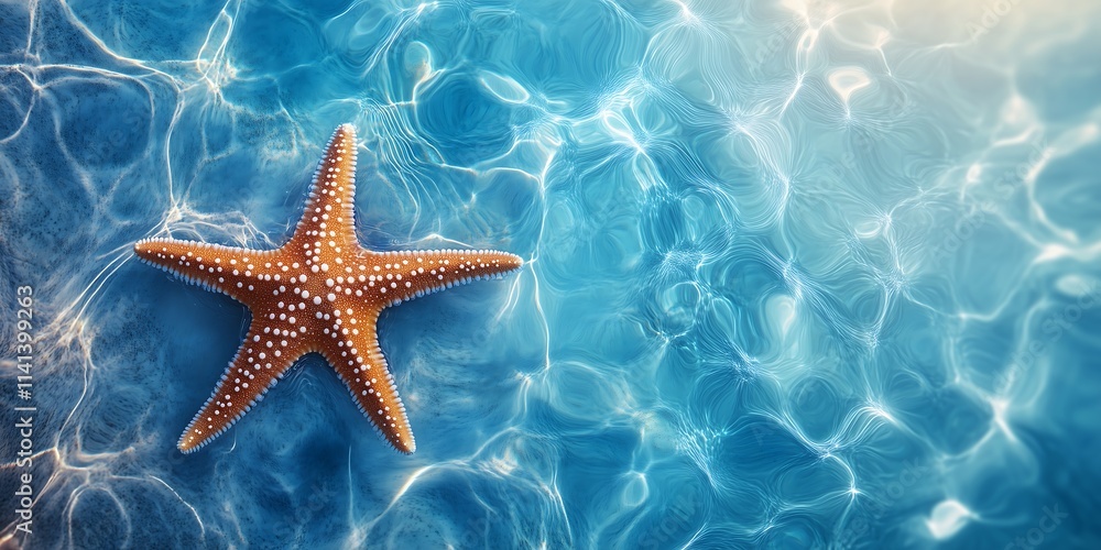 Banner featuring a starfish on a bright blue water background. The background is a soft gradient blue with the starfish as the focal point contrasting with the calm blue tones of the water. Banner featuring a starfish on a bright blue water background. The background is a soft gradient blue with the starfish as the focal point contrasting with the calm blue tones of the water.
