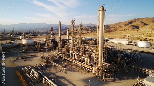 Wallpaper Mural Aerial Shot of Massive Crude Oil Refinery with Pipeline Networks Torontodigital.ca