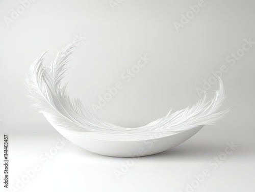 Elliptical white podium with featherlight curves, pristine white backdrop, ultrapremium style photo