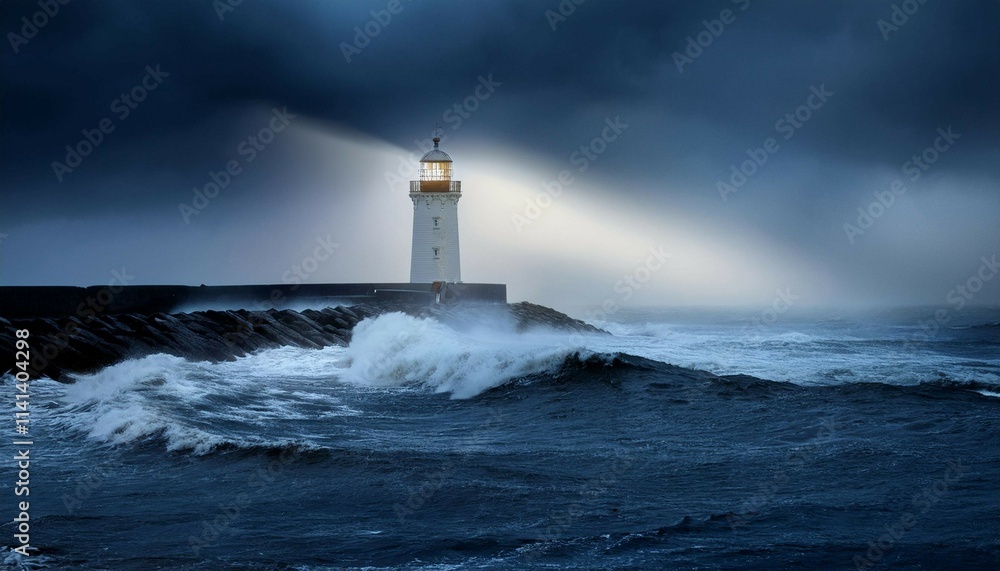 lighthouse on the shore of the sea lighthouse on the shore of the sea