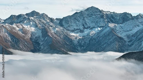 Aerial view of mountains in Sichuan with sea of clouds, China