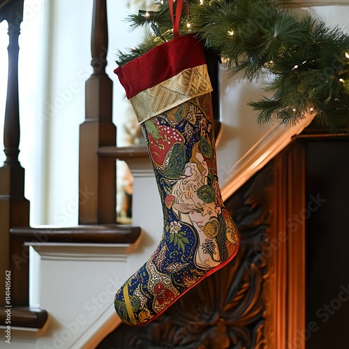 Christmas Stocking with Vintage Design photo