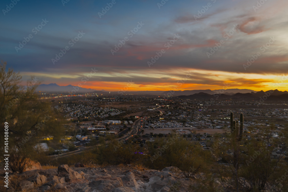 Obraz premium Captured in stunning fine art style, this photograph showcases the breathtaking beauty of Sentinel Peak at sunset in Tucson, Arizona