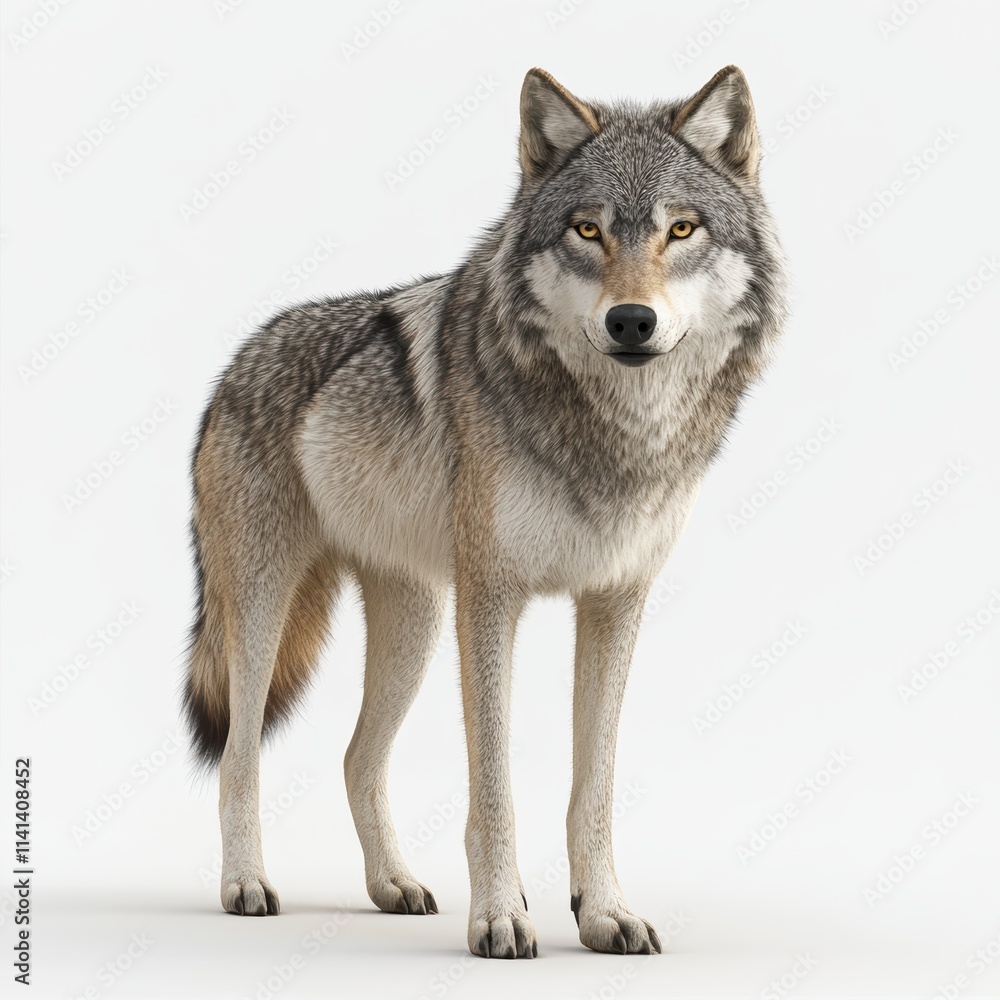 Majestic wolf standing proudly in a studio setting for wildlife photography Majestic wolf standing proudly in a studio setting for wildlife photography