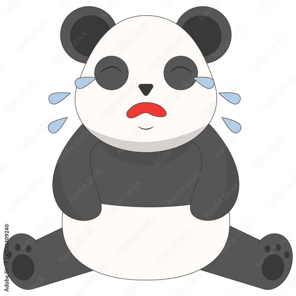 Fototapeta premium Cartoon Panda Illustration. Cute Animal Pose. Vector Character