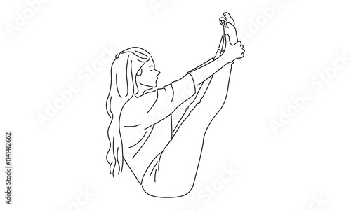 Line art of Woman Yoga Pose