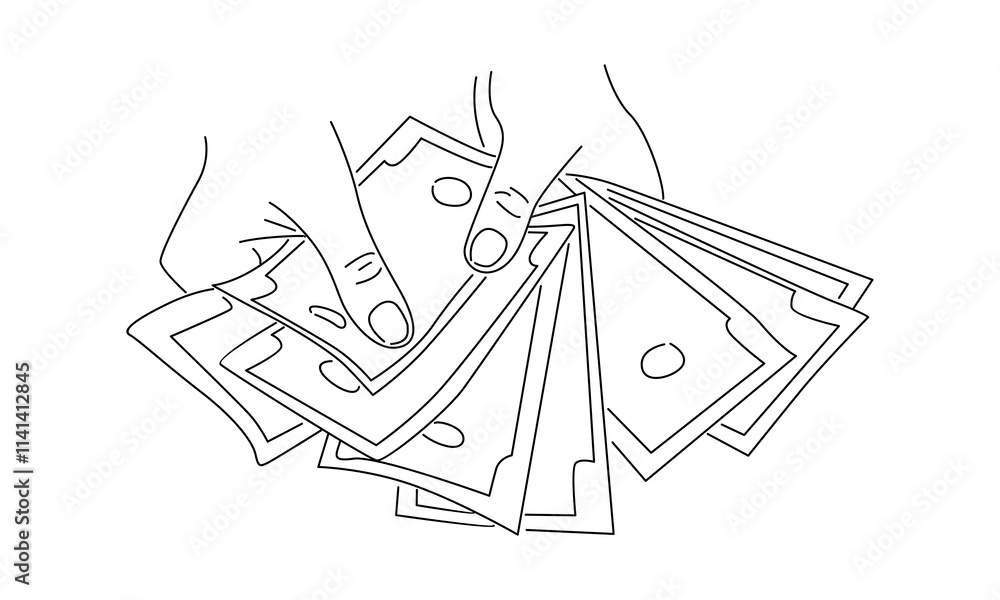 line art of payment with money, buying or purchase line art of payment with money, buying or purchase