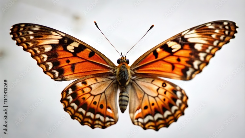 Obraz premium Close-up of a butterfly with orange and black patterned wings