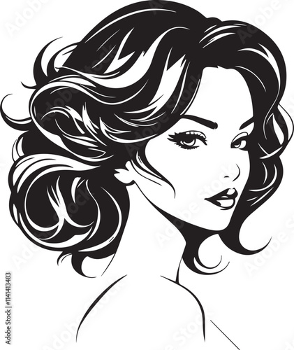 Beauty Woman line art vector