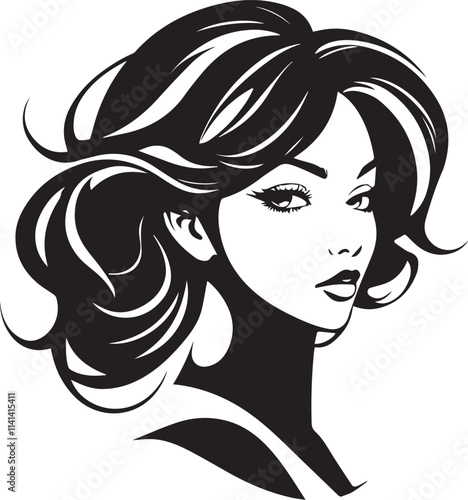 Beauty Woman line art vector