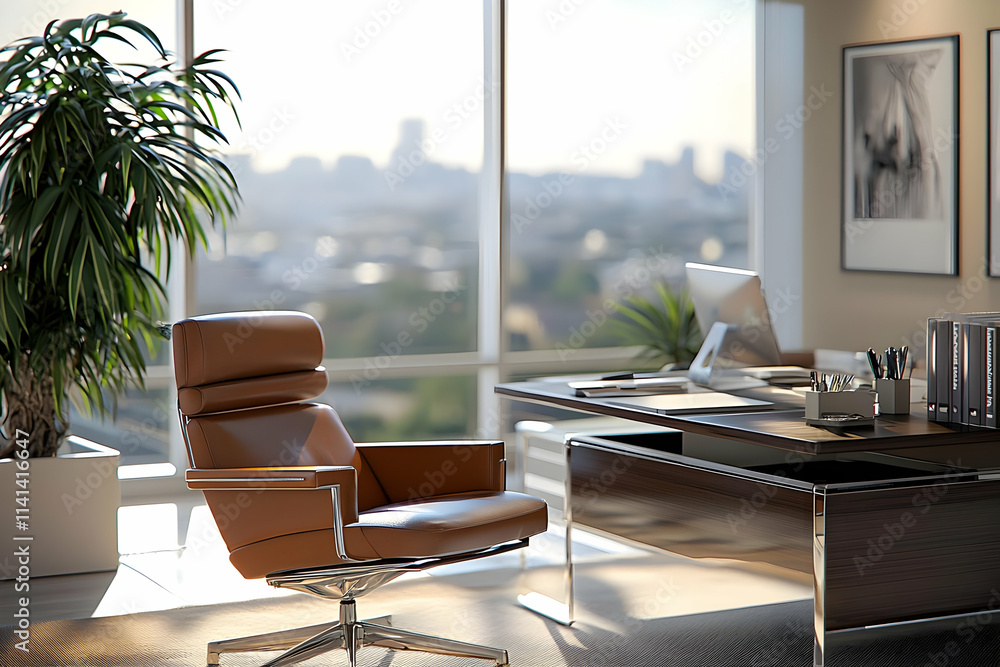 Modern Office Chair Design with City View Modern Office Chair Design with City View