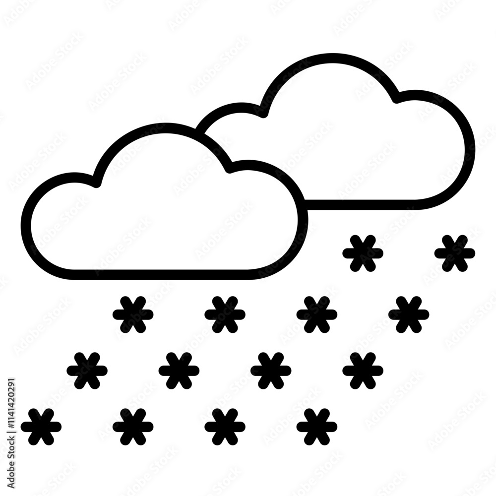 Snowfall icon with clouds and snowflakes