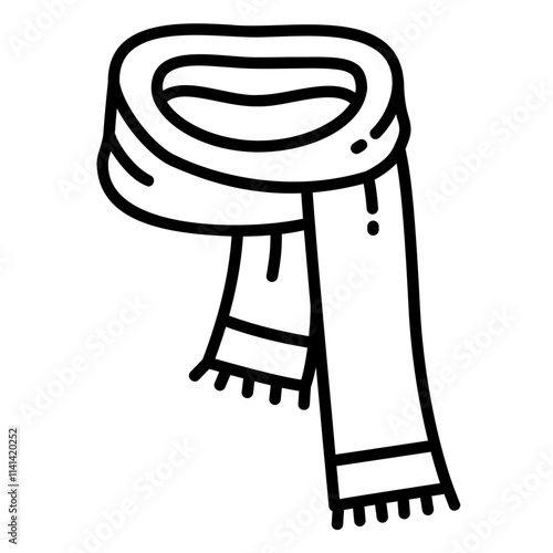 The rolled up scarf icon as a fashion accessory for warming the neck in winter