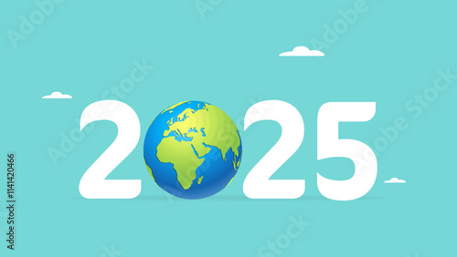 2025 with a healthy globe, Sustainable environment development goals on 2025 new year, ESG, SDGs, net zero, sustainability management environmental for save world, emission carbon neutral