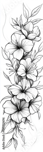 Wallpaper Mural Monochrome Floral Bouquet Sketch. Torontodigital.ca