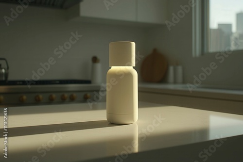 Wallpaper Mural Minimalist Bottle on Kitchen Counter with Natural Light Torontodigital.ca