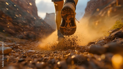 Jogging in the park.  Trail running exercise