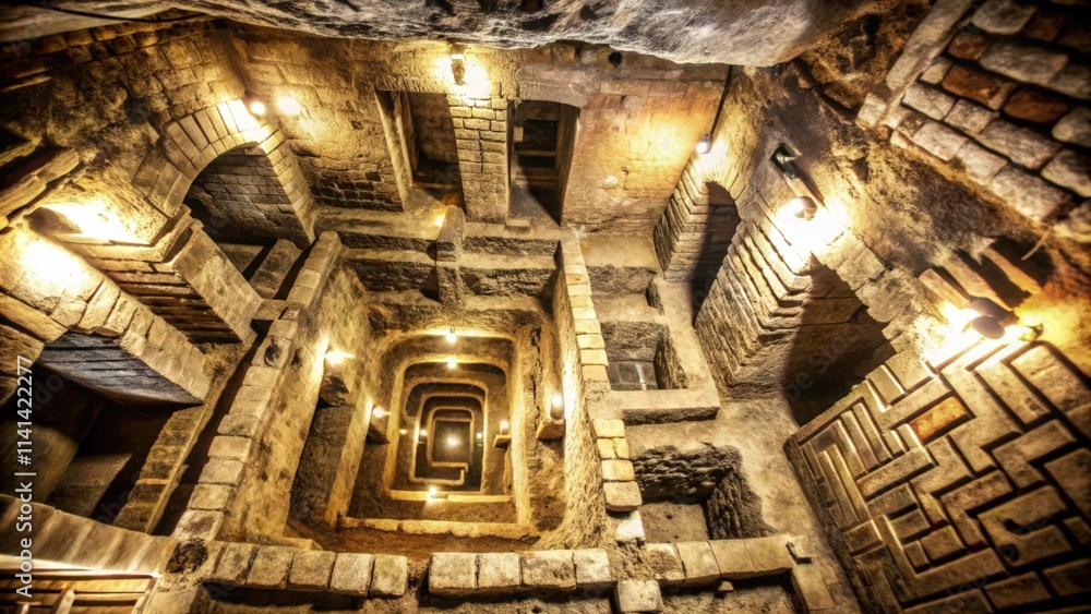 Obraz premium A View into the Depths of an Ancient Underground Structure