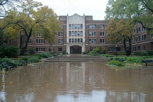 Rainy Day at Historic Campus Building