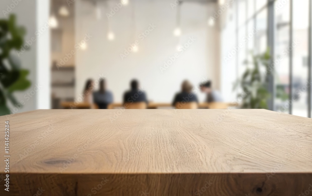 Empty wooden table in blurred cafe background. (4) Empty wooden table in blurred cafe background. (4)