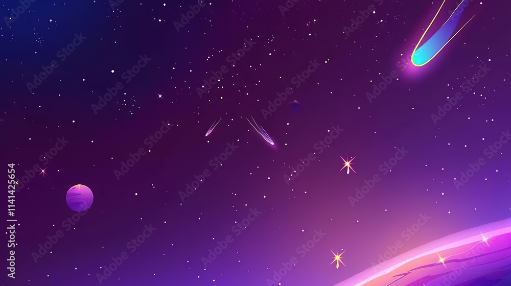 Obraz premium Freepik pink sky purple galactic background