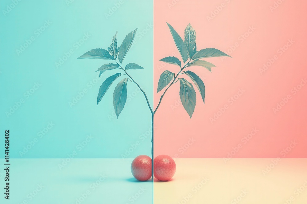 Obraz premium Unique Composition of Plant and Fruit Elements