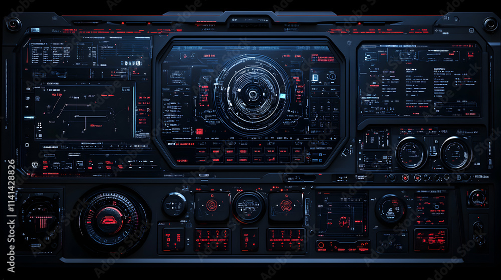 Obraz premium Futuristic Sci Fi Control Panel Interface Display