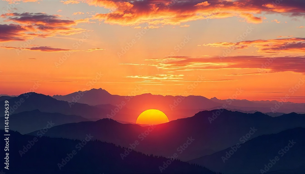Obraz premium Stunning Sunrise over Majestic Mountains