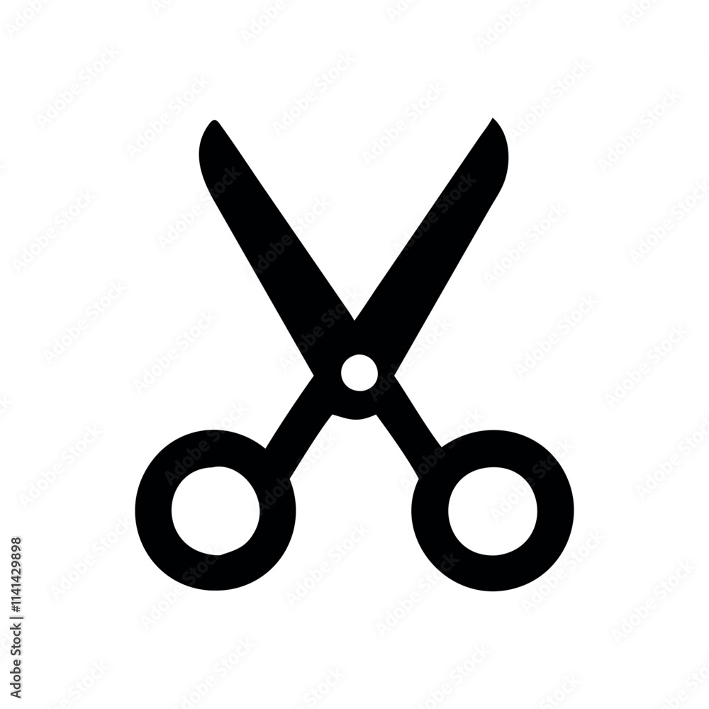 Simple Black Scissors Icon. Simple silhouette of open scissors. Scissors logo icon. vector illustration isolated on a white background. Simple Black Scissors Icon. Simple silhouette of open scissors. Scissors logo icon. vector illustration isolated on a white background.
