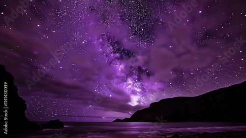 And purple stamy night Sky purple galactic background