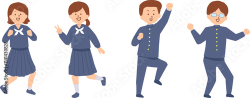 やる気に満ち溢れている学生たちのイラスト