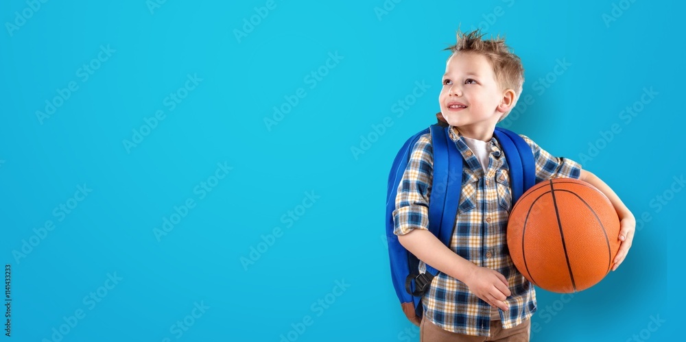 Photo portrait of charming student boy carry backpack Photo portrait of charming student boy carry backpack