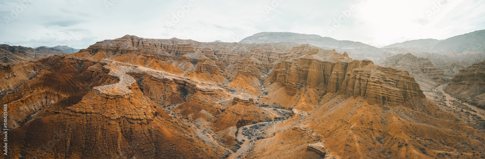 Panoramic aerial view of famous Konorchek canyon in Kyrgyzstan Panoramic aerial view of famous Konorchek canyon in Kyrgyzstan