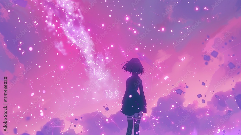 Obraz premium lphone wallpaper pink sky purple galactic background