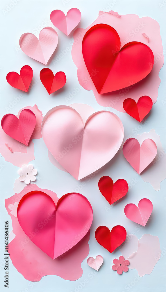 Creative heart-shaped paper art display minimalist design digital artwork calm background aesthetic viewpoint Creative heart-shaped paper art display minimalist design digital artwork calm background aesthetic viewpoint