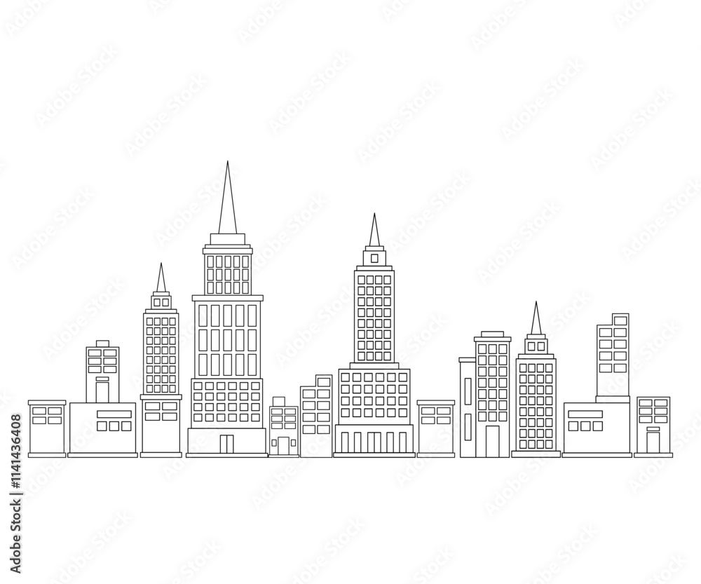 Fototapeta premium single outline city skyline