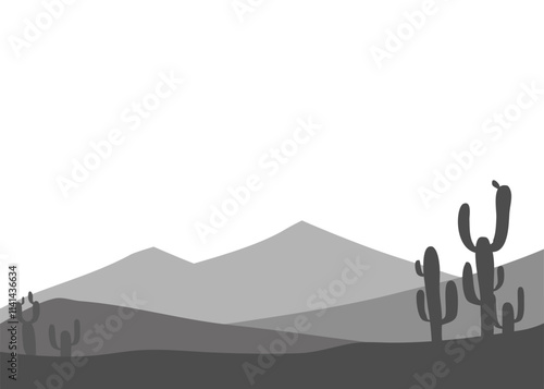 desert silhouette with dunes and cactus