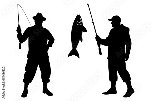 Fishing silhouette illustration.