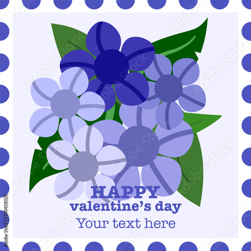 Valentine’s card of blue flowers with customized blessing text