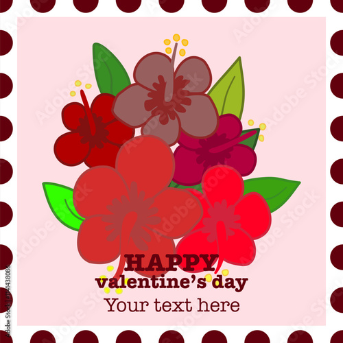 Valentine’s card of red hibicus with customized blessing text