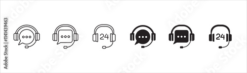 Customer service and support icon set. Help center and information hot line icons. technical support contact signs. Vector stock illustration.